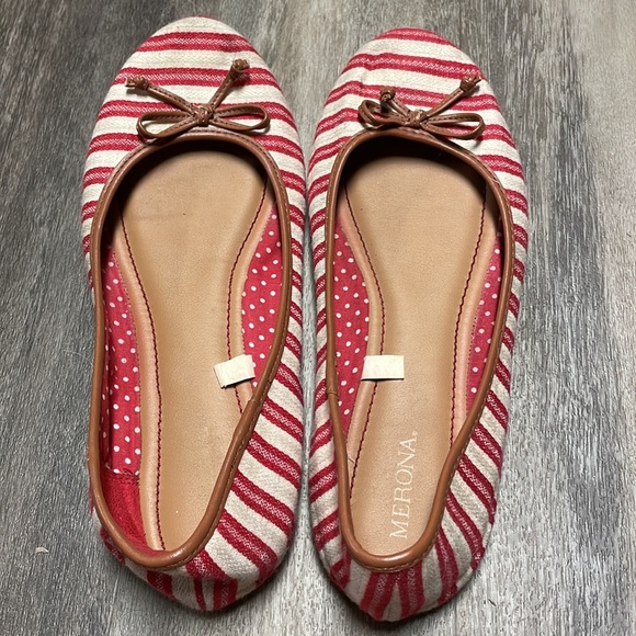 Merona Red and White Striped Ballet Flats size 8 - Picture 2 of 5